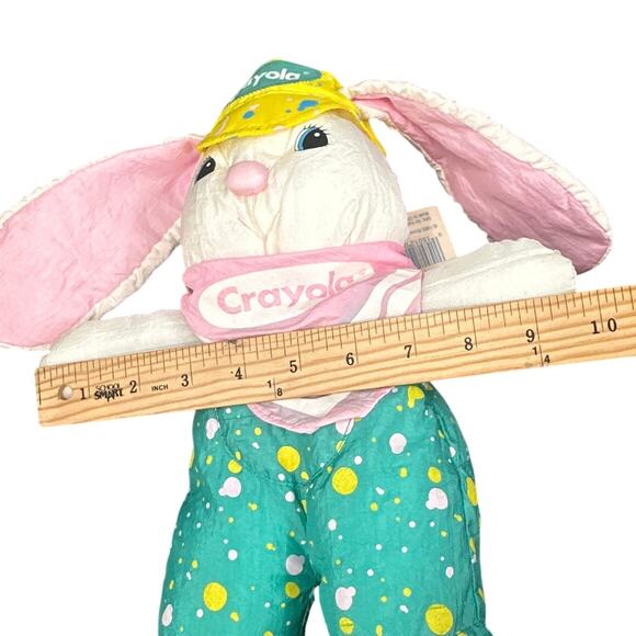 VTG Hallmark Crayola Bunny Plush 1993 Easter Rabbit Toy Pink Ears Hat Outfit 18" - Picture 15 of 16
